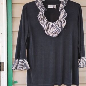 Chico's Black Ruffle Trim Blouse